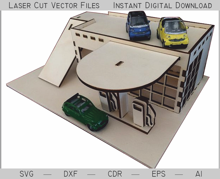 imagem do arquivo vetor para download Posto de gasolina em miniatura 