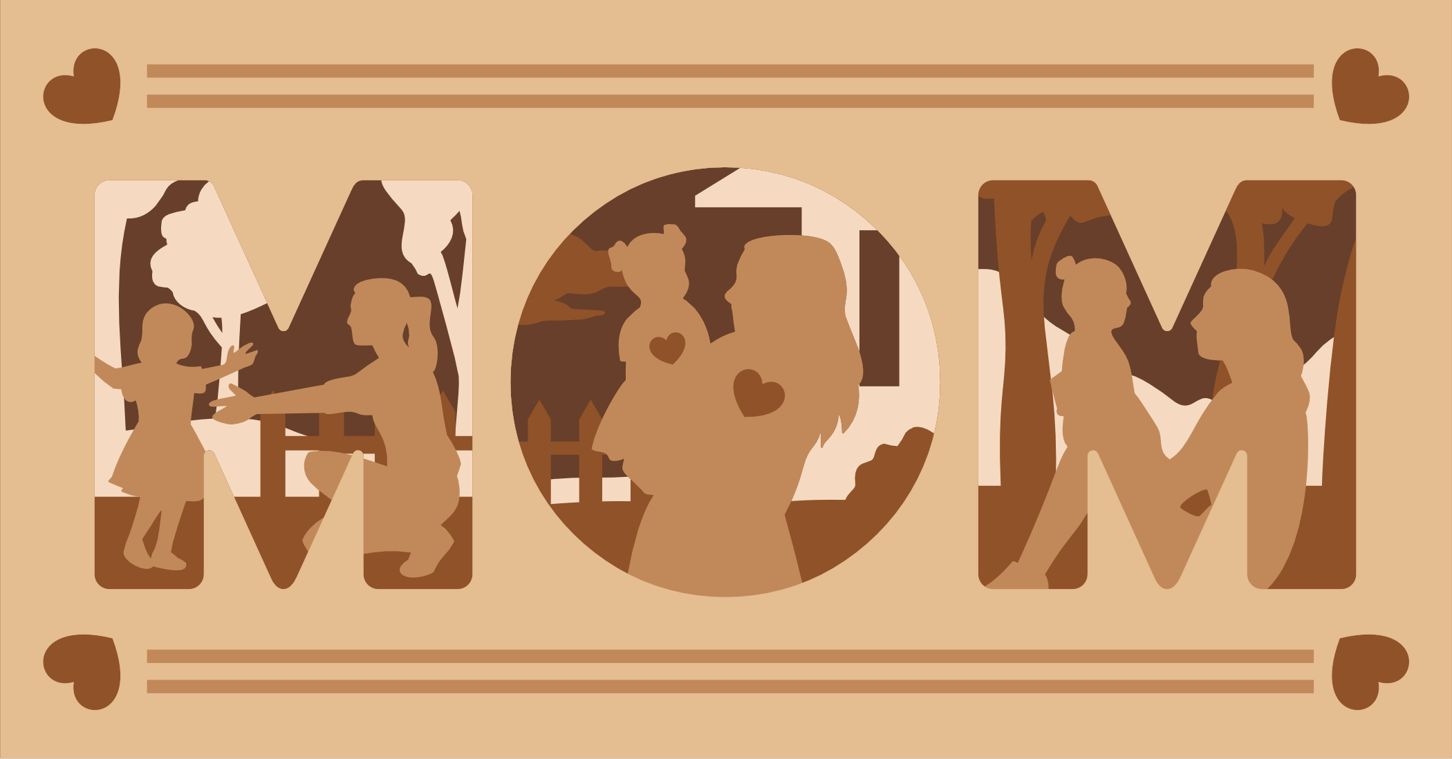 imagem do arquivo vetor para download Quadro decorativo dos dias das Mães Em Camadas