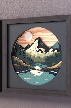 imagem do arquivo vetor para download Quadro decorativo em camadas Paisagem Montanhosa