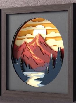 imagem do arquivo vetor para download Quadro decorativo em camadas Paisagem Montanhosa