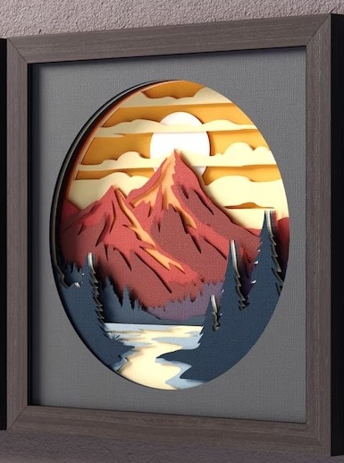 imagem do arquivo vetor para download Quadro decorativo em camadas Paisagem Montanhosa