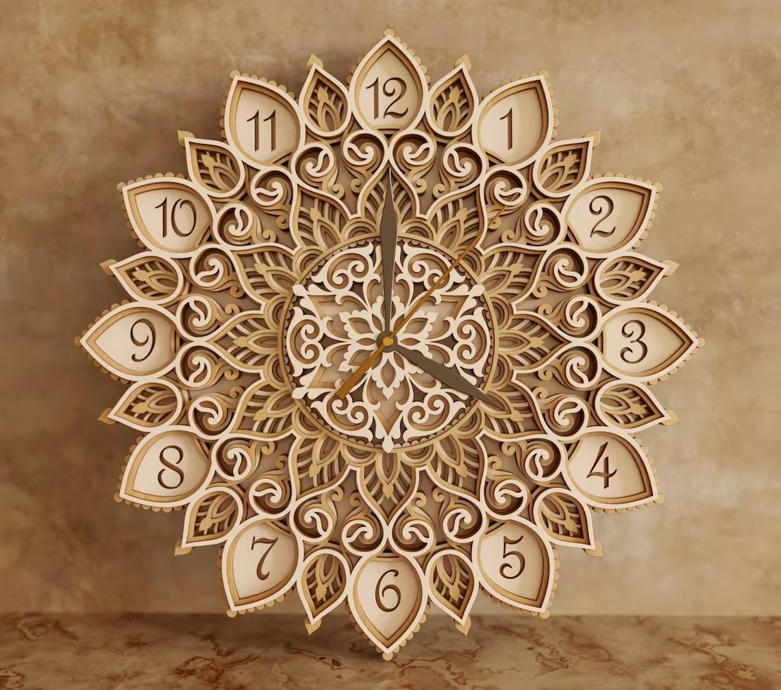imagem do arquivo vetor para download Relógio em mandala decorativo