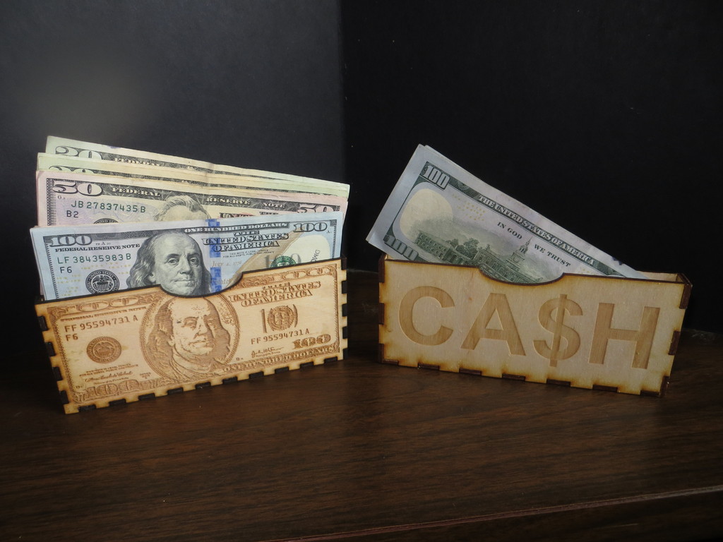 imagem do arquivo vetor para download Suporte para Notas de Dólar Cortado a Laser