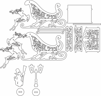 imagem do arquivo vetor para download Treno decorativo com renas 