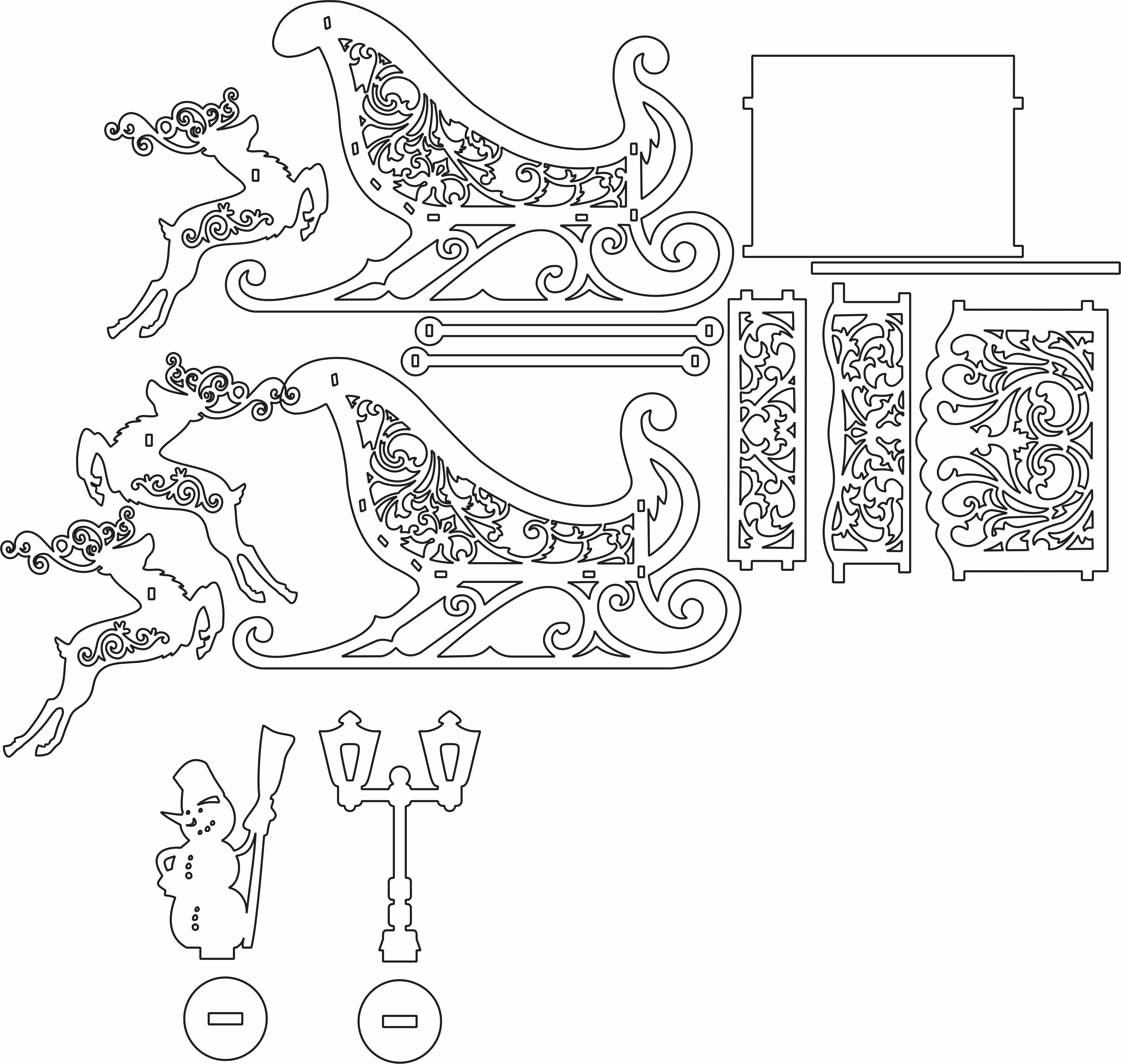 imagem do arquivo vetor para download Treno decorativo com renas 