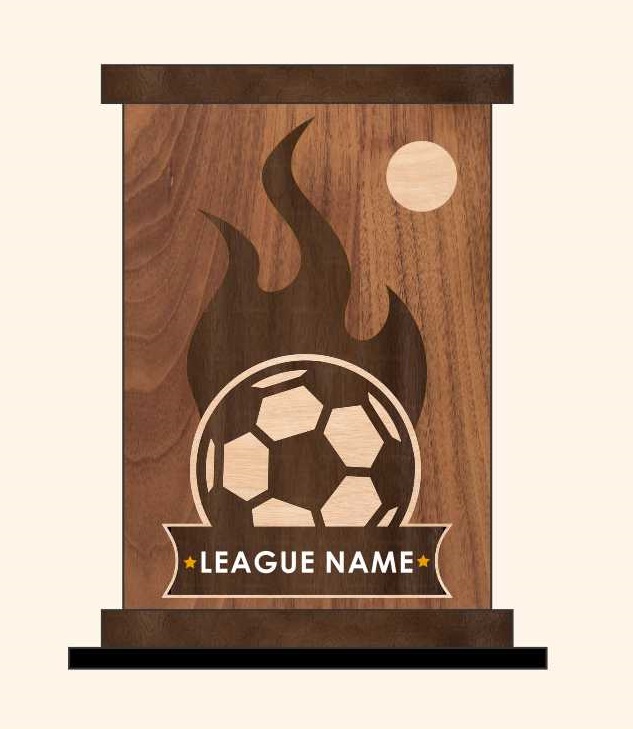 imagem do arquivo vetor para download Troféu Coluna MDF com Chamas e Bola
