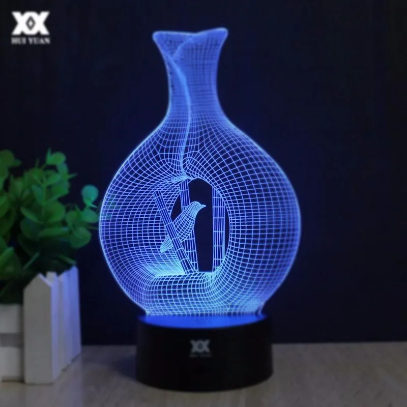 imagem do arquivo vetor para download Vaso 3D LED Luz Noturna