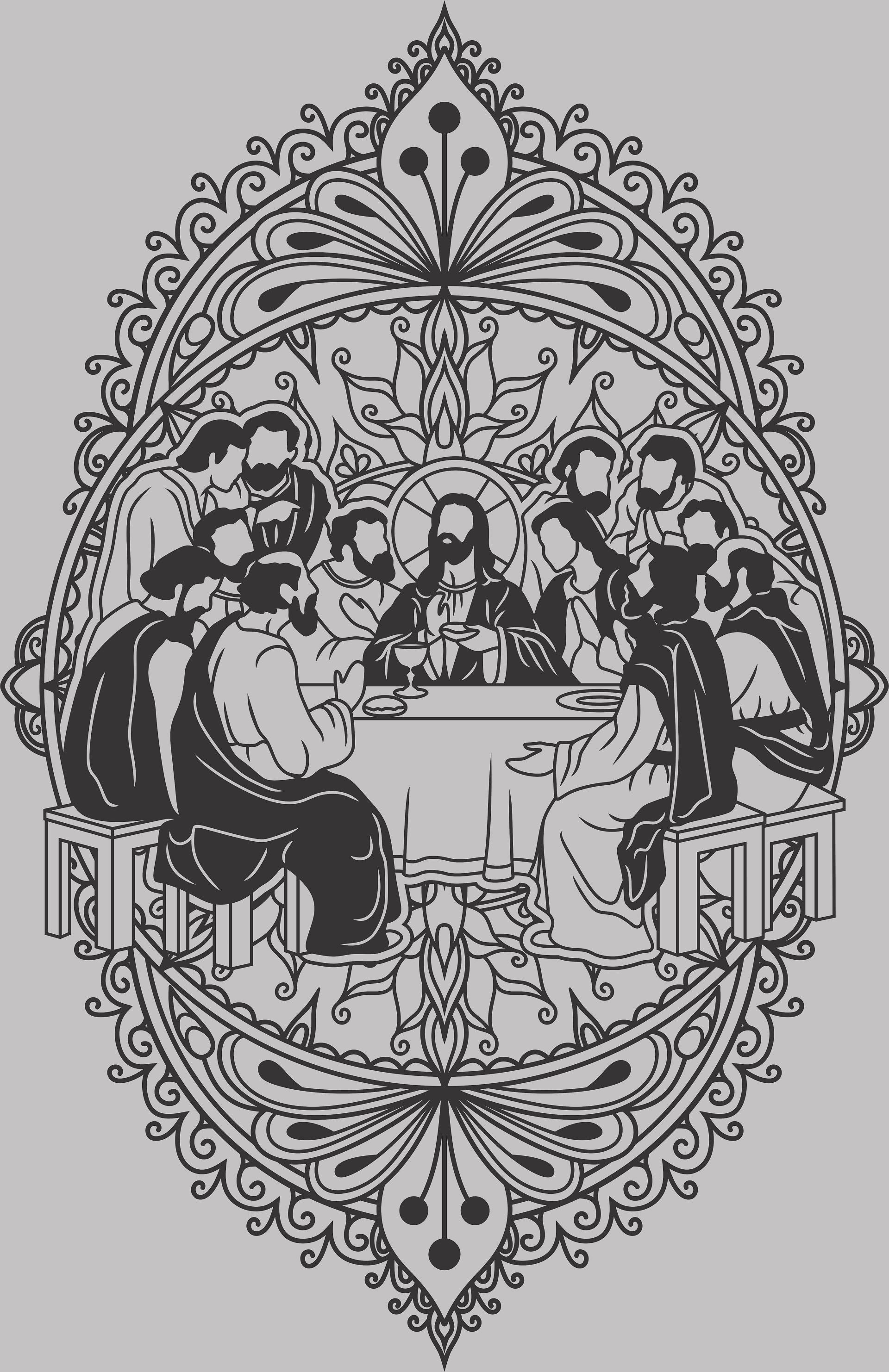 imagem do arquivo vetor para download Vetor Santa Ceia Ornamental
