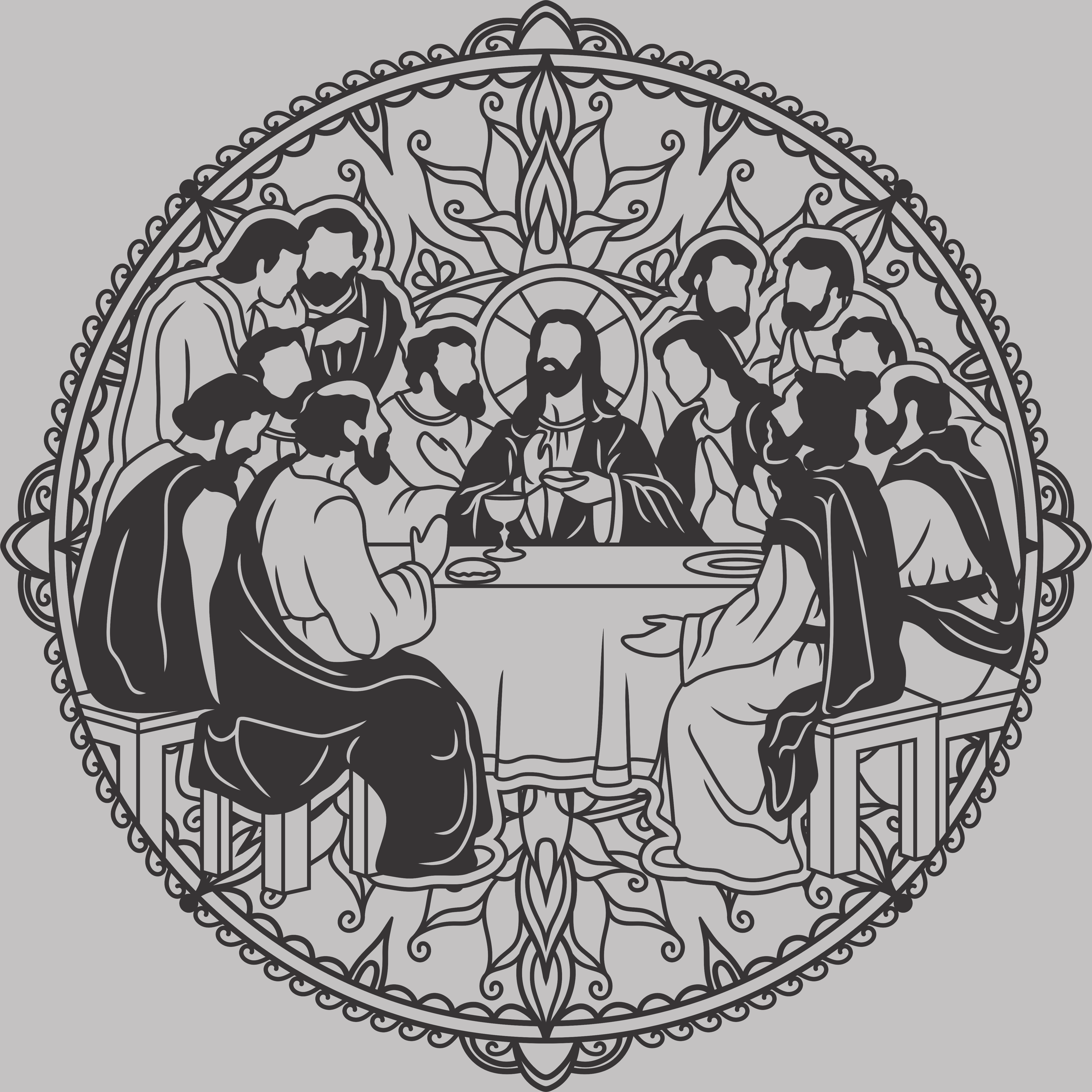 imagem do arquivo vetor para download Vetor Santa Ceia Ornamental 