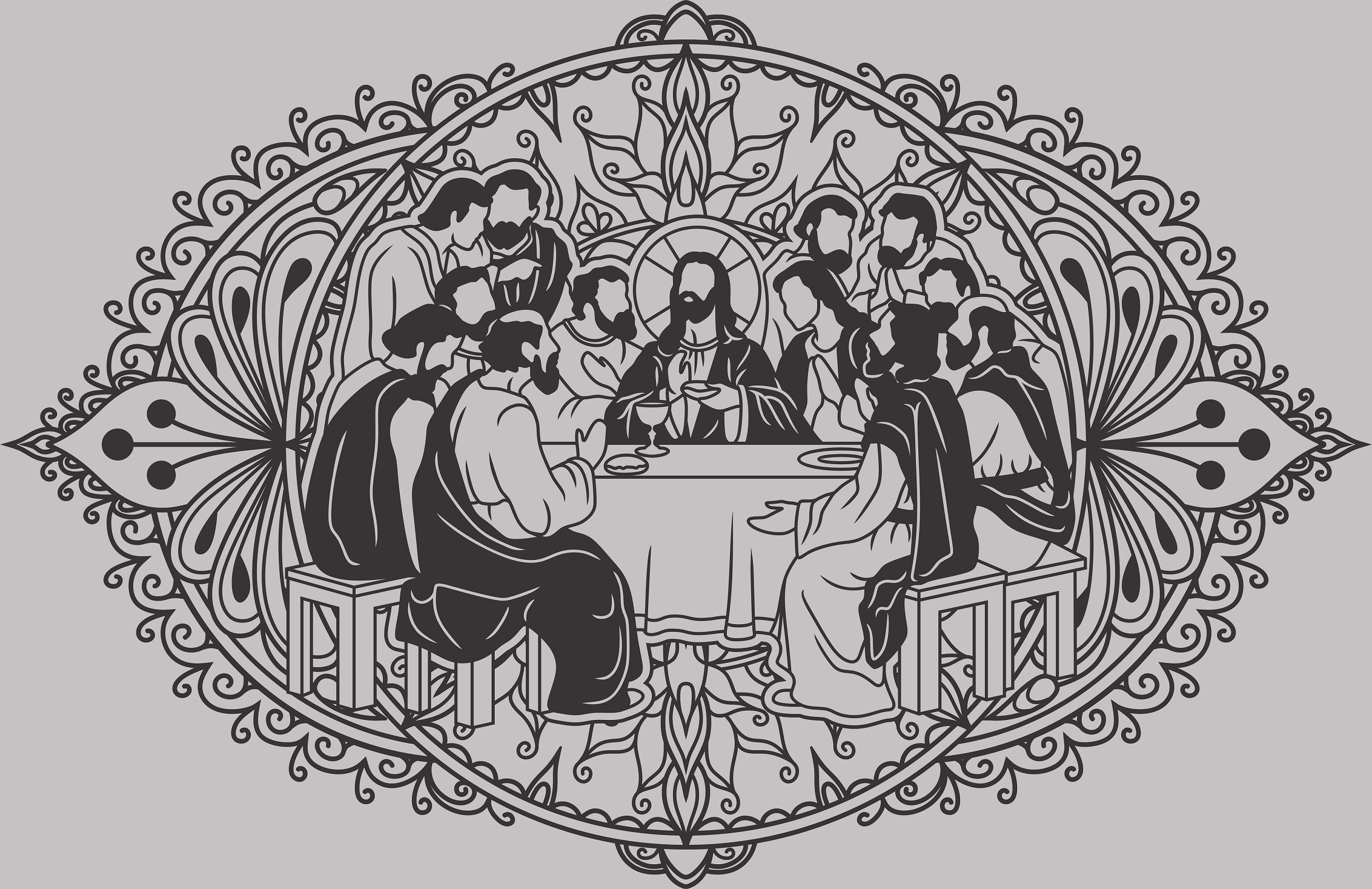 imagem do arquivo vetor para download Vetor Santa Ceia Ornamental