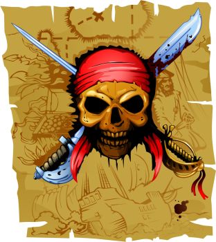 imagem do arquivo vetor para download Vetor Mapa pirata com caveira