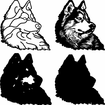 imagem do arquivo vetor para download Vetor de cão ALASKAN MALAMUTE.dxf