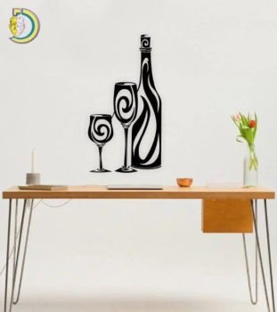 imagem do arquivo vetor para download  Decoração de Parede com Garrafas e Copos de Vinho