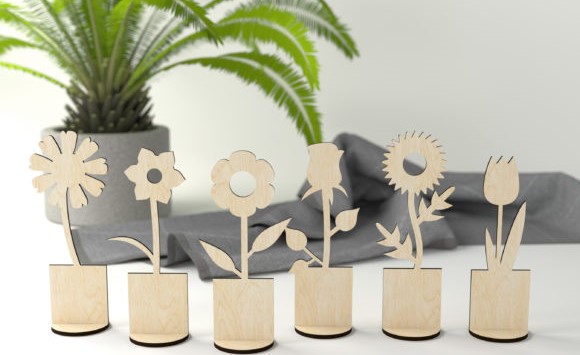 imagem do arquivo vetor para download Flores de Madeira decorativo