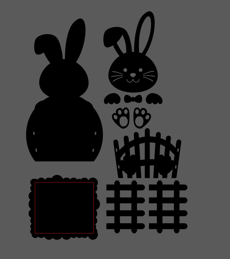 imagem do arquivo vetor para download Cesta coelho cercado completo