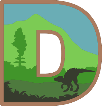 imagem do arquivo vetor para download Alfabeto em letras de dinossauros Letra: D
