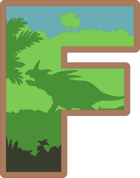 imagem do arquivo vetor para download Alfabeto em letras de dinossauros Letra: F