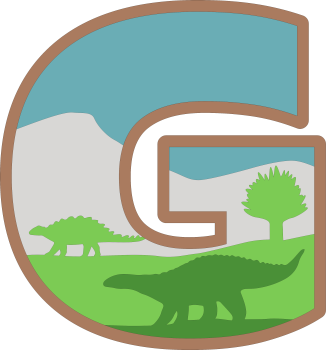 imagem do arquivo vetor para download Alfabeto em letras de dinossauros Letra: G