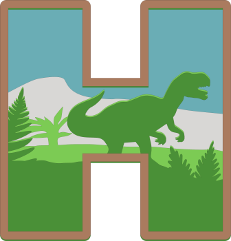imagem do arquivo vetor para download Alfabeto em letras de dinossauros Letra: H