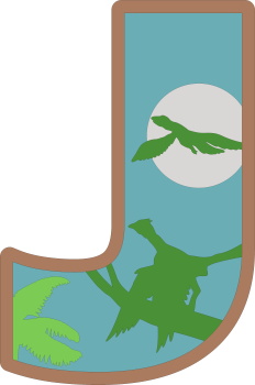 imagem do arquivo vetor para download Alfabeto em letras de dinossauros Letra: J