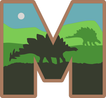 imagem do arquivo vetor para download Alfabeto em letras de dinossauros Letra: M