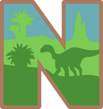 imagem do arquivo vetor para download Alfabeto em letras de dinossauros Letra: N