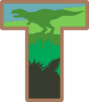 imagem do arquivo vetor para download Alfabeto em letras de dinossauros Letra: T