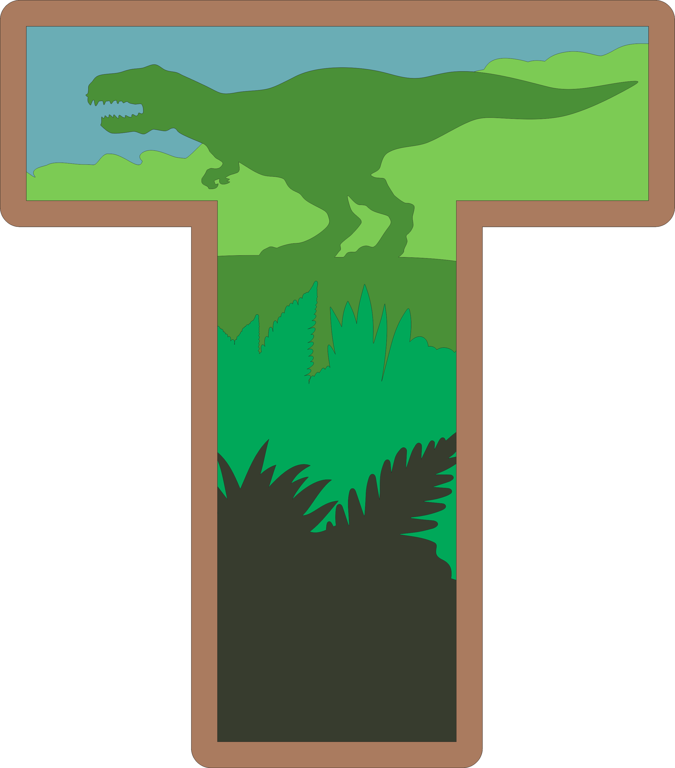 imagem do arquivo vetor para download Alfabeto em letras de dinossauros Letra: T