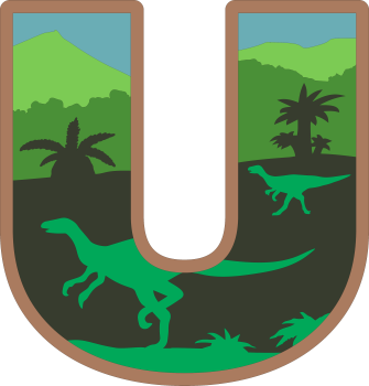 imagem do arquivo vetor para download Alfabeto em letras de dinossauros Letra: U