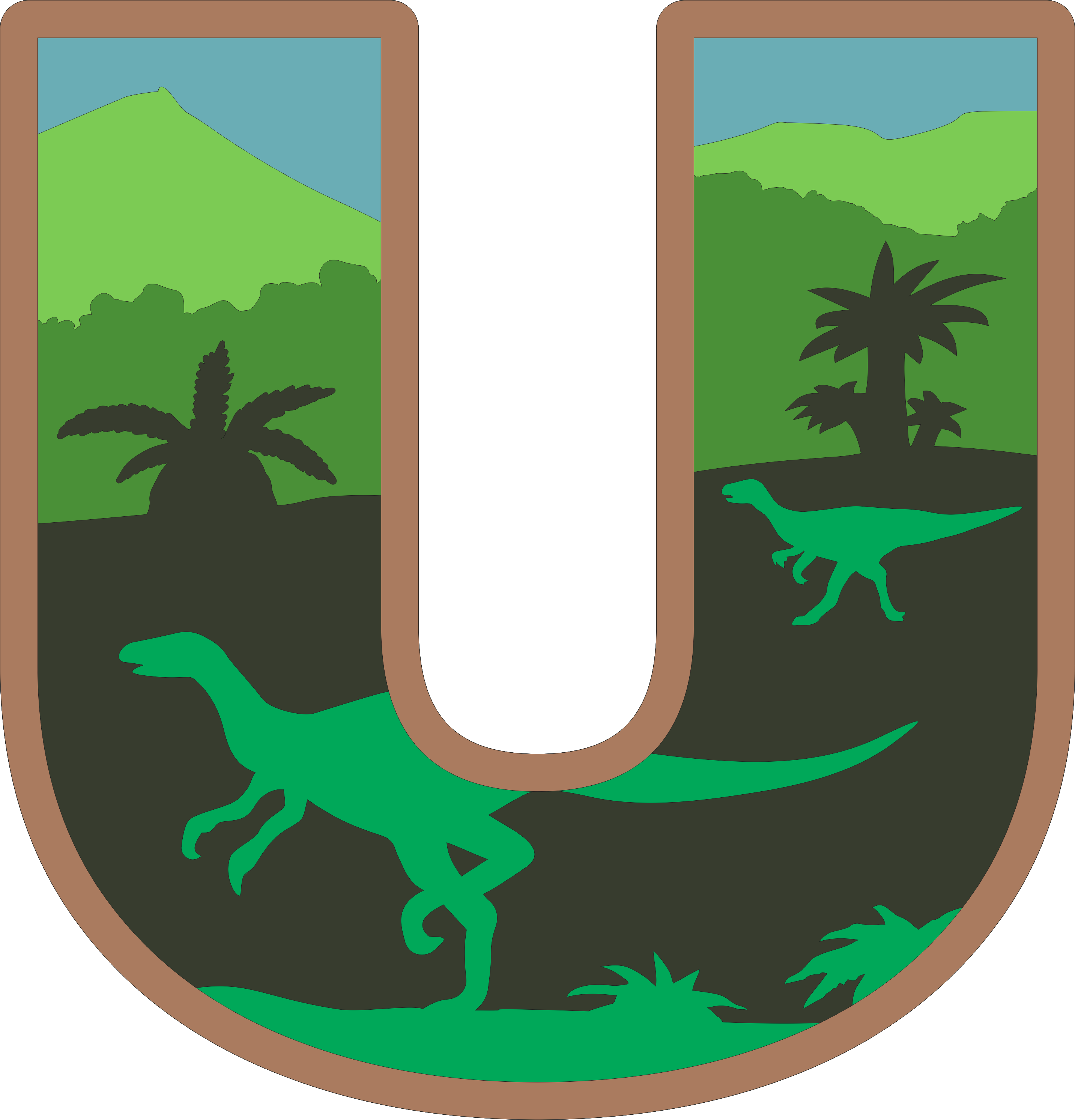 imagem do arquivo vetor para download Alfabeto em letras de dinossauros Letra: U