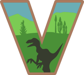 imagem do arquivo vetor para download Alfabeto em letras de dinossauros Letra: V