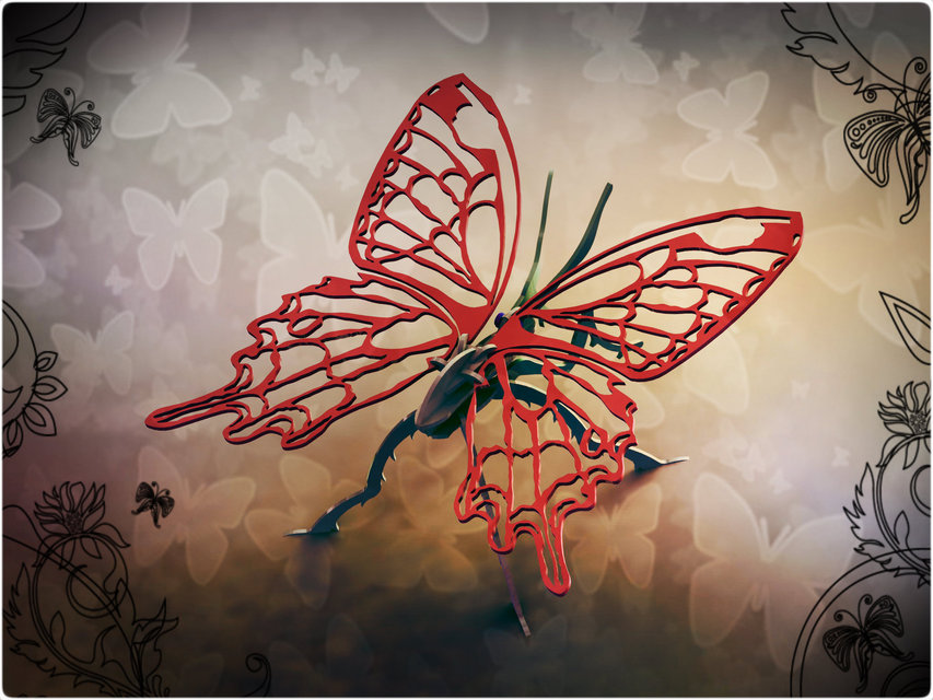 imagem do arquivo vetor para download Borboleta 3D