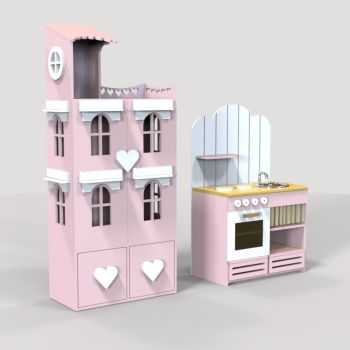 imagem do arquivo vetor para download Casa de Boneca e Cozinha em Miniatura