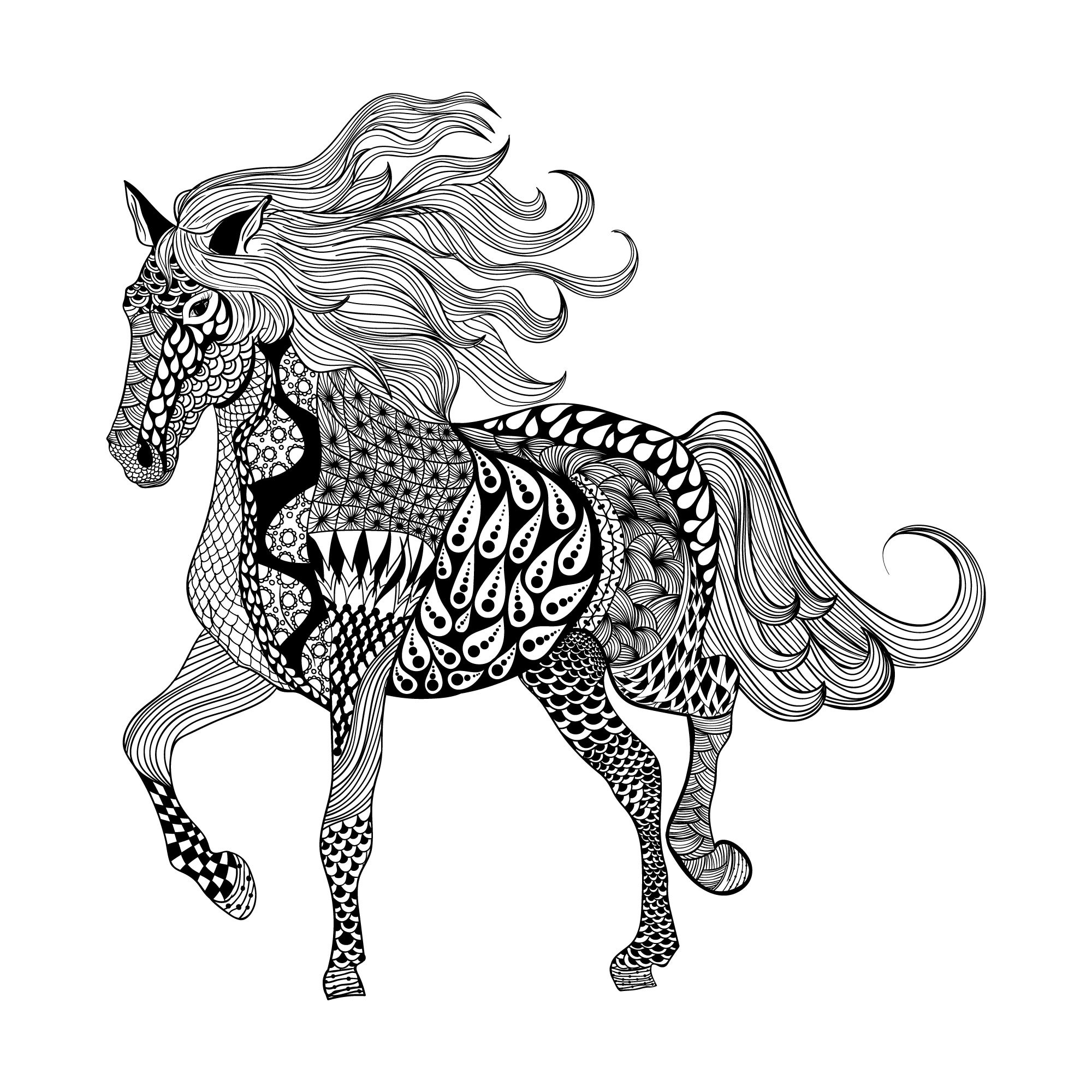 imagem do arquivo vetor para download Cavalo Zentangle