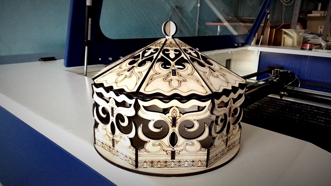 imagem do arquivo vetor para download Cesta Decorativa em Madeira com Tampa