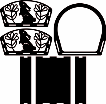 imagem do arquivo vetor para download Cesta e ovos: Coelho de Páscoa floral