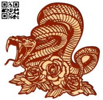 imagem do arquivo vetor para download Cobra com rosas decorativa