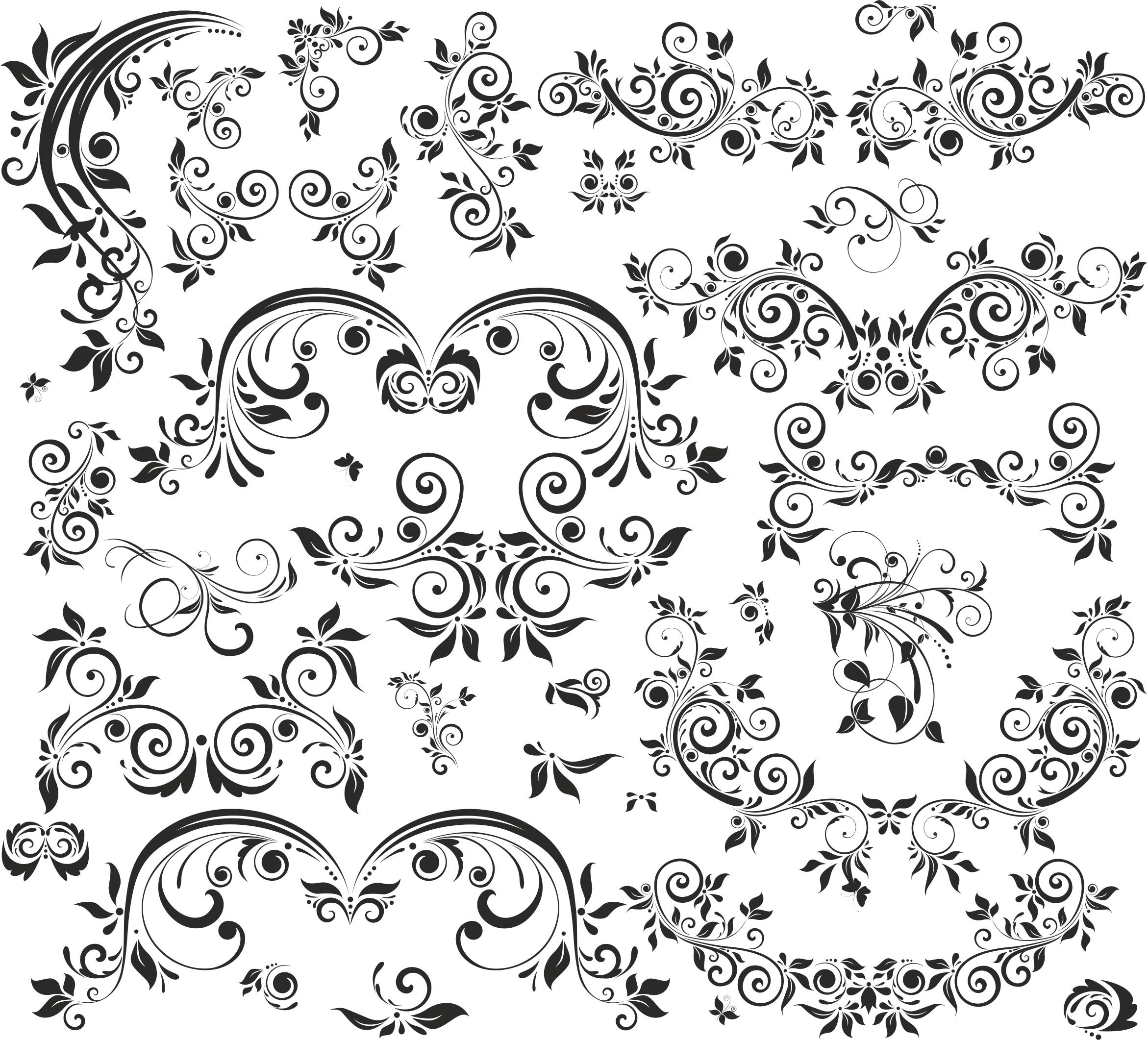 imagem do arquivo vetor para download Conjunto Decorativo Floral