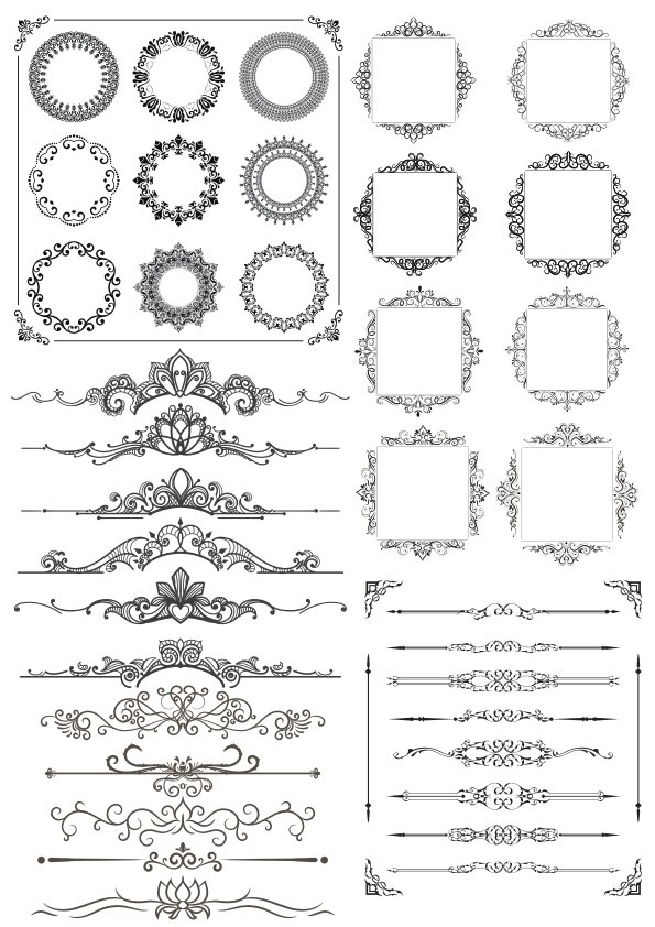 imagem do arquivo vetor para download Conjunto de elementos de decoração de borda