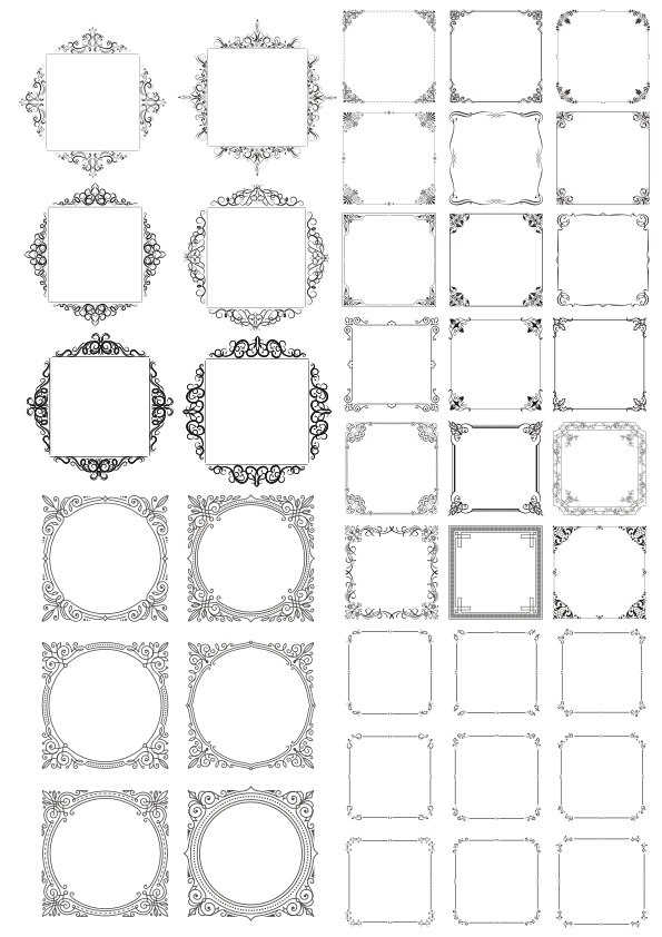 imagem do arquivo vetor para download Conjunto de vetores de moldura de decoração