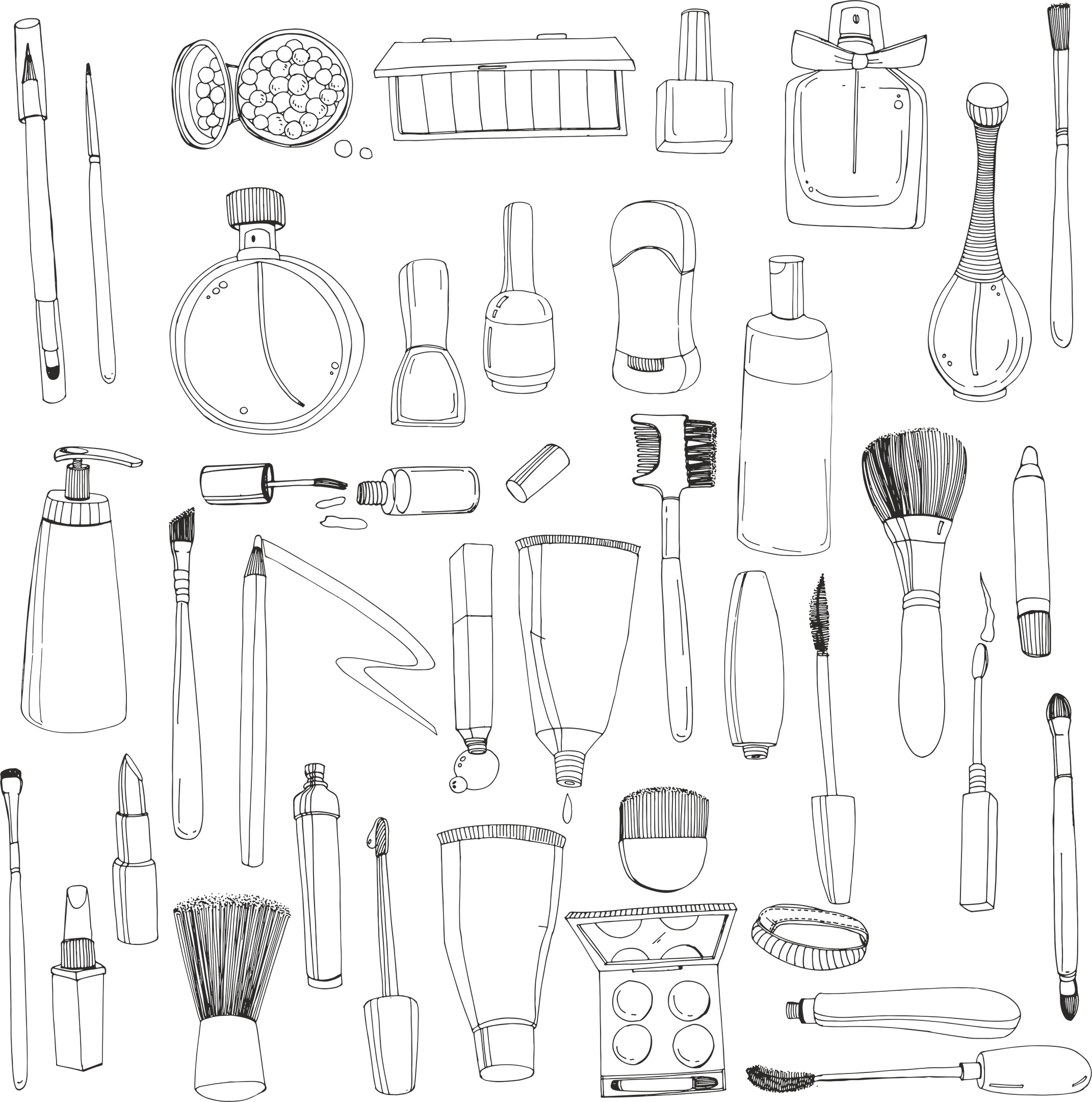 imagem do arquivo vetor para download Cosméticos Desenhados à Mão Para Corte a Laser