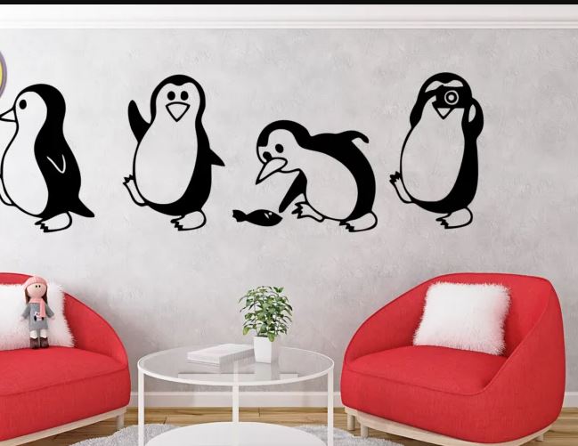 imagem do arquivo vetor para download Decoração de Parede de Pinguins 