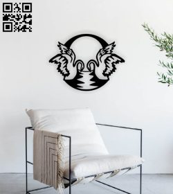 imagem do arquivo vetor para download Decoração de parede de cisnes