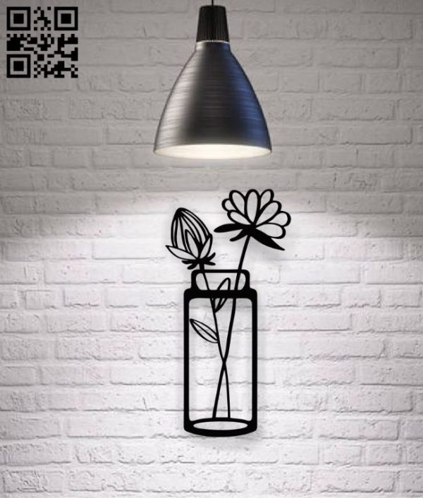 imagem do arquivo vetor para download Decoração de parede pote de flores