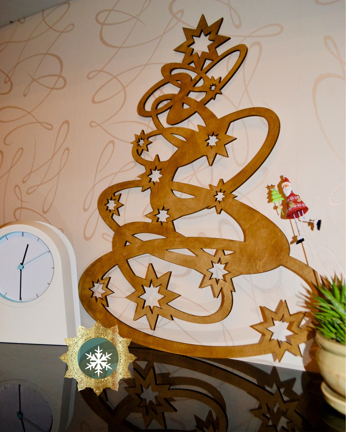 imagem do arquivo vetor para download Decorações de Árvore de Natal em Madeira