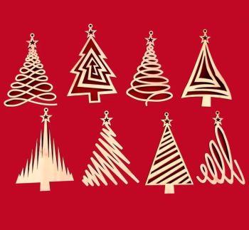 imagem do arquivo vetor para download Decorações de Árvore de Natal em Madeira