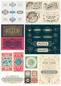 imagem do arquivo vetor para download Elementos de decoração vintage retrô