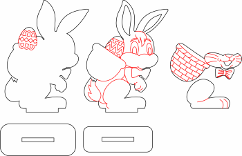 imagem do arquivo vetor para download Enfeite de mesa Coelho com Cesta e Ovo