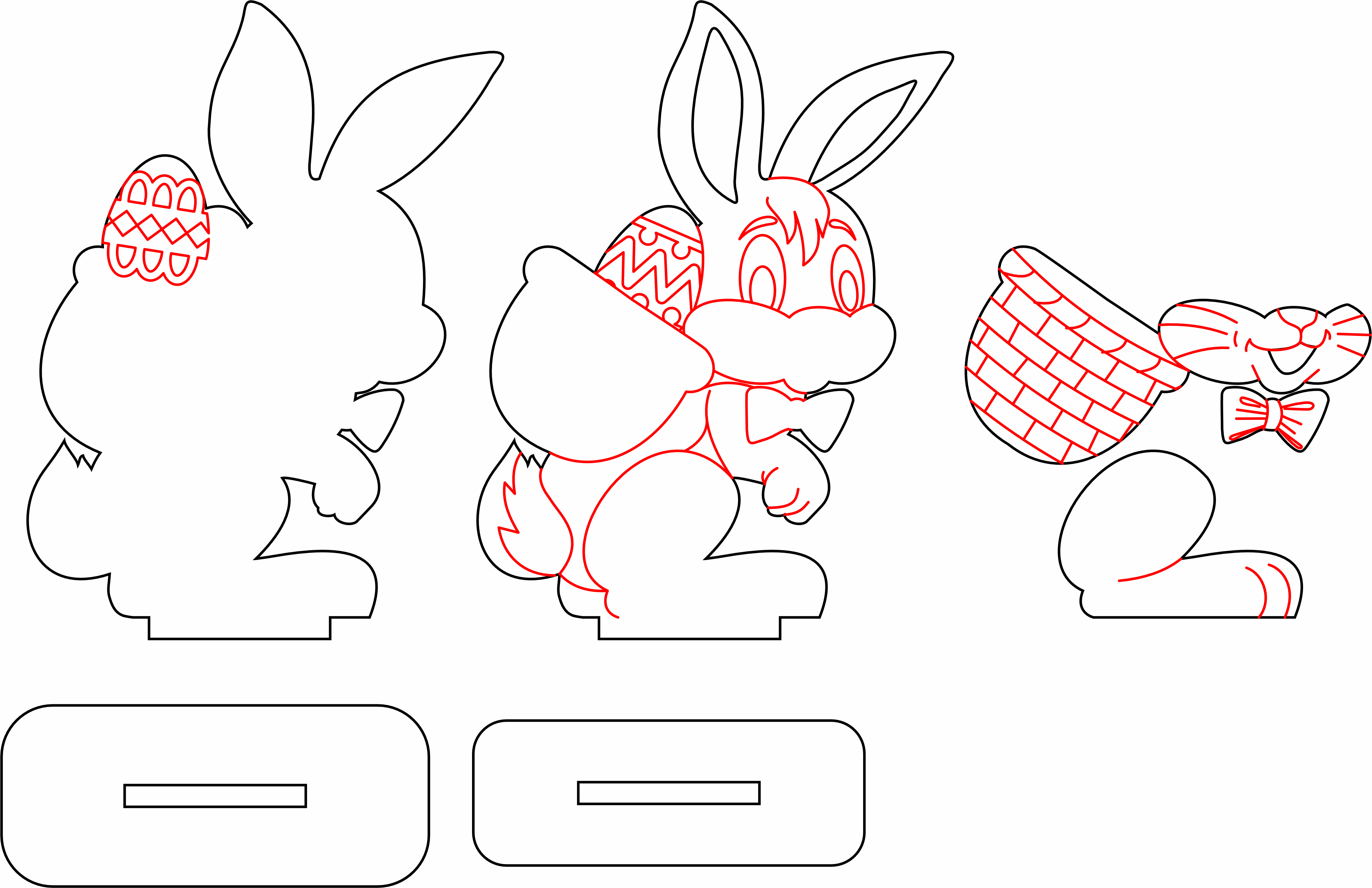 imagem do arquivo vetor para download Enfeite de mesa Coelho com Cesta e Ovo