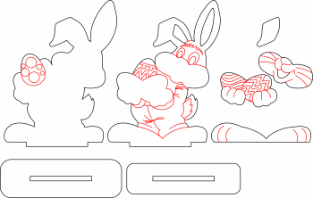 imagem do arquivo vetor para download Enfeite de mesa Coelho com Cesta e Ovo